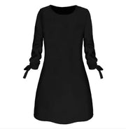 Women Elegant Dress Cat Print Bow O Neck Long Sleeve Party Mini Dresses Casual Ladies Elegant Dress Autumn Spring Dresses