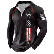 Long-sleeve Zipper Men's Sports Polo Shirt