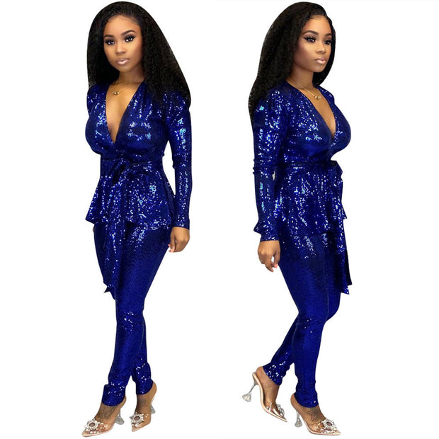 Women's Living Life Sequins Two-Piece Suit