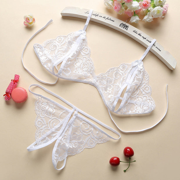 Porn Sexy Women Lace Tulle Lingerie Set