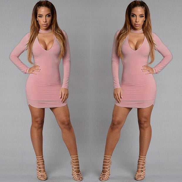 Long Sleeve Irregular Edge Sexy Slim Hip Dress