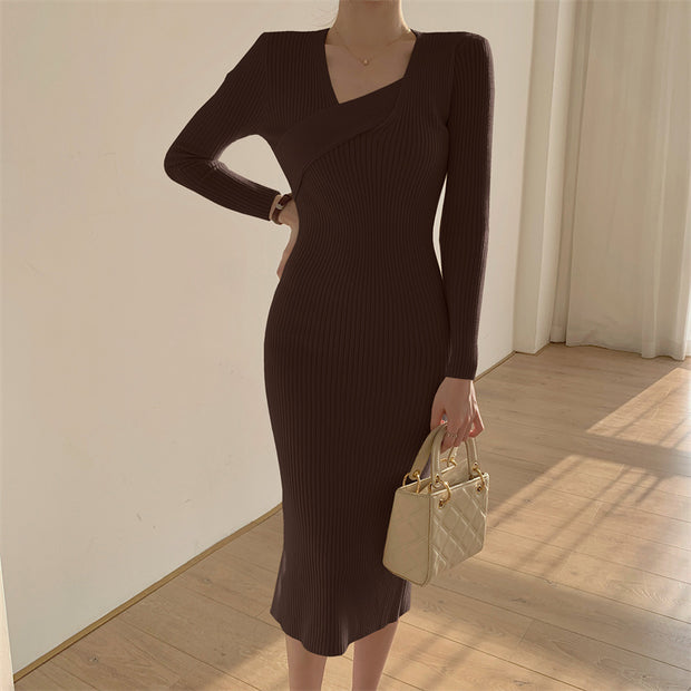 Stylish Underlay Knitted Dress For Women