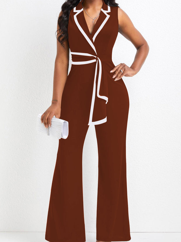 Women's Elegant Fashionable V-neck Sleeveless Jumpsuit