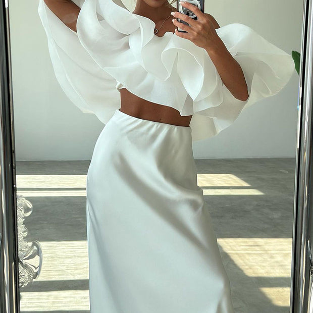 Elegant Off-Shoulder 2-Piece Women Skirt Set