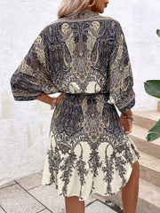 Paisley Print Batwing Tassel Dress