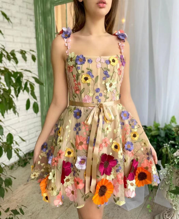 Women's Three-Dimensional Flower Embroidery Dress