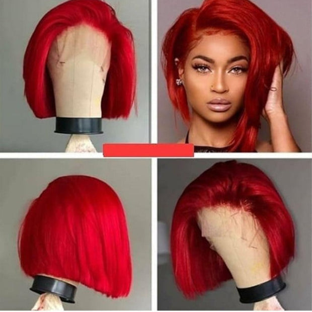 Red BOB Human Hair Wig