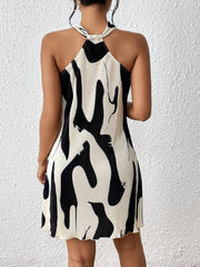 Women's Elegant Back to School Pleated Halter Dress