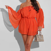 Heat Signatured Sleeved Chiffon Jumpsuit