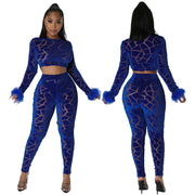 Women's Sexy Fur Flocking Set