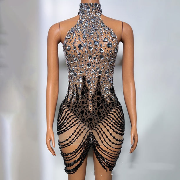 Haltered Beaded Necklace Dress