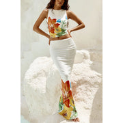 He Loves me, He Loves Me Not Elegant Flower Two-Piece Dress Set
