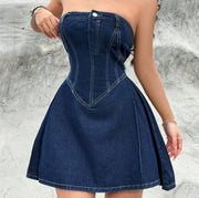 Sexy Fishbone Waist Tight Women's Denim Dress