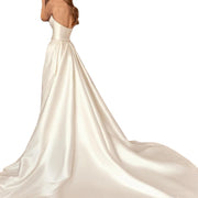Sexy Satin Backless High Waist Slimming Trailing Two-Way Detachable Evening/Wedding Dress