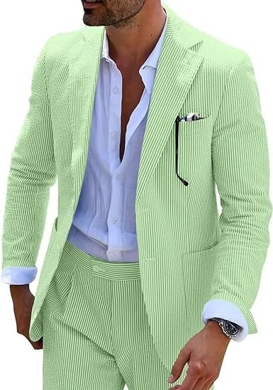 Men's Seersucker Summer 2-Piece-Suit