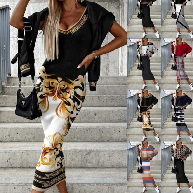 Elegant Versace Styled Batwing 2 Piece Dress Suit