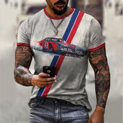 Men's Sports Round Neck Slim Youth Printed T-shirt