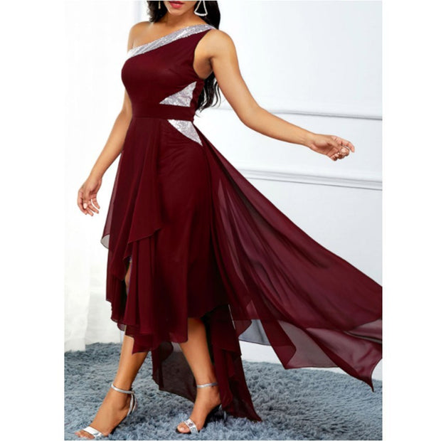 One-Shoulder Asymmetrical Fashion Oblique Dress