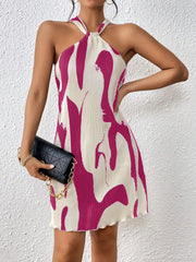Women's Elegant Back to School Pleated Halter Dress