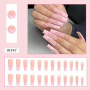 Heart Stripe Fake Nails