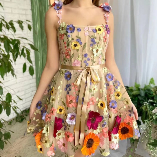 Women's Three-Dimensional Flower Embroidery Dress