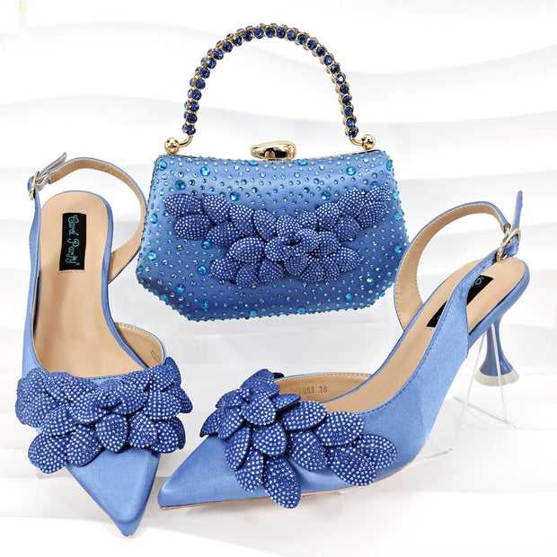 Ladies Leaf Shoes and Purse Set Handmade Wine Glass Heel