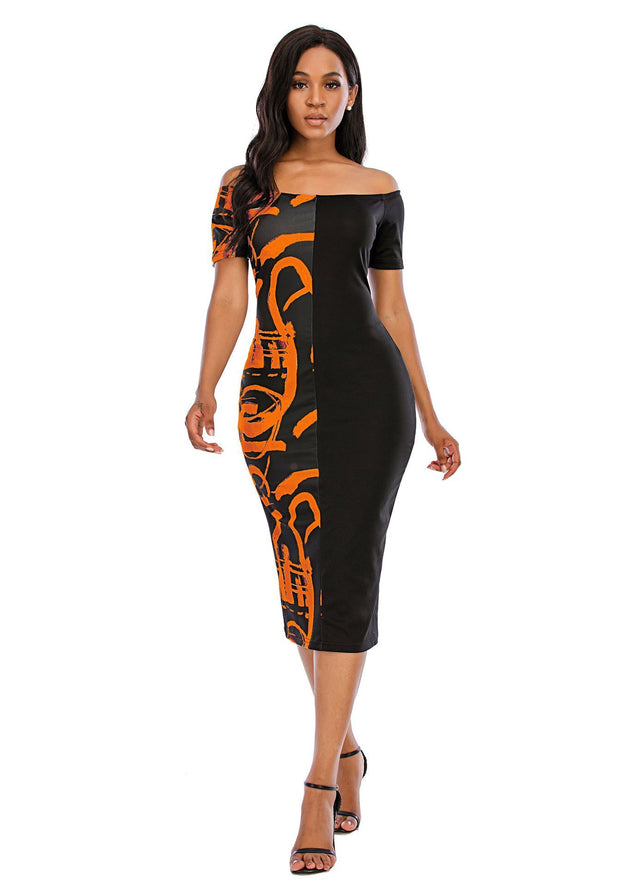 Dress Stitching Multicolor Plus Size Note Printing Long Skirt