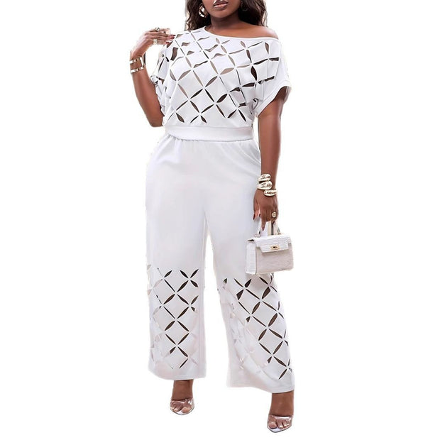 Women's Elegant Casual Asymmetric White Pants Set