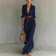 Women's Fashionable And Elegant Long Dress With Belt