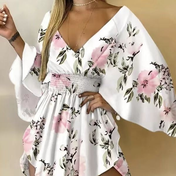 Ladies Elegant Floral Seaside Vacation Dress
