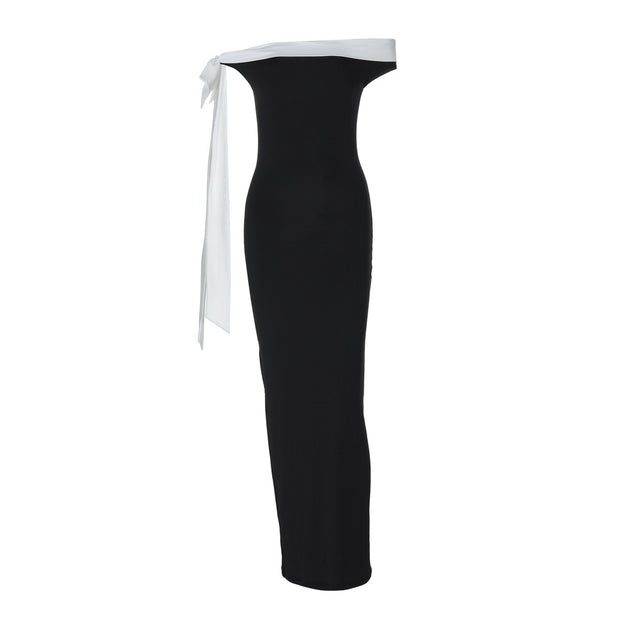 Women's Fashion Off-Shoulder White Ribbon In The Sky Dress