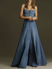 Single-Breasted Denim  Dress