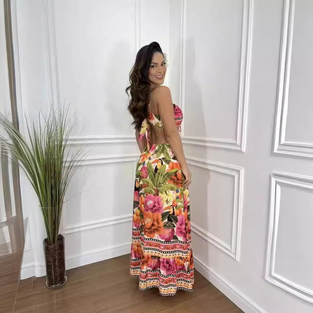 Spaghetti Straps Sleeveless Backless Beach Dress