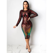Ladies Transparent Sequins Dress