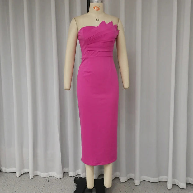 Women's Pleated Please Slim Tube Top Dress