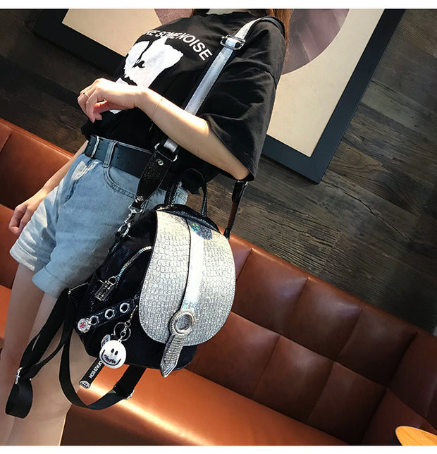 Women's Fashionable Dual-Purpose Tassel Rhinestone Backpack
