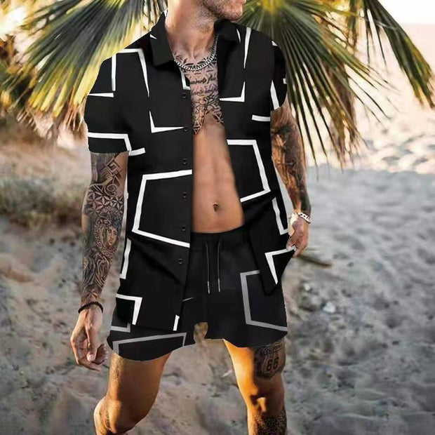 Loose Shirt Casual Men's Shorts Short Sleeve Suit