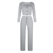 Women's Tailored Breasted Sweater Pants Set