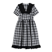 French Literary Plaid Dress Women