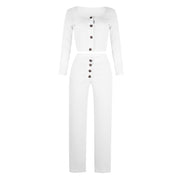 Women's Tailored Breasted Sweater Pants Set