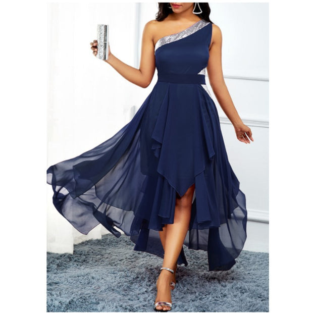 One-Shoulder Asymmetrical Fashion Oblique Dress