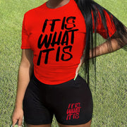 Women's "It Is What It Is" Casual Two-Piece Short Set