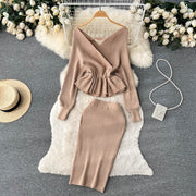 Women's Shimmer Sweater Skirt Two-Piece Set