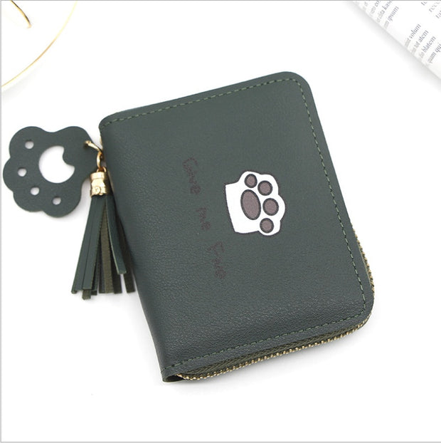 Small Wallets Handbag Card-Holder Coin-Purses Money Zipper Female Super Cat Cute Paw