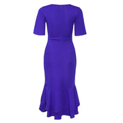 V-neck ruffle skirt dress
