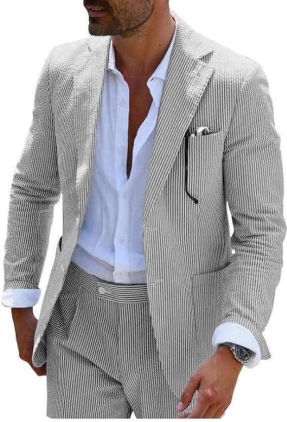 Men's Seersucker Summer 2-Piece-Suit