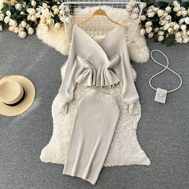 Women's Shimmer Sweater Skirt Two-Piece Set