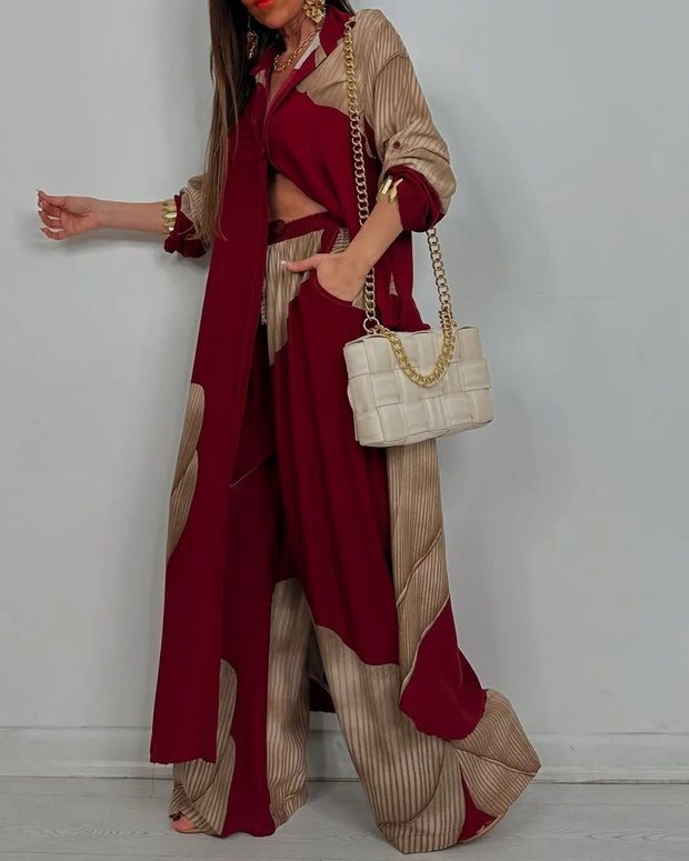 Women's Clothing Fashion Colorblock Loose Shirt