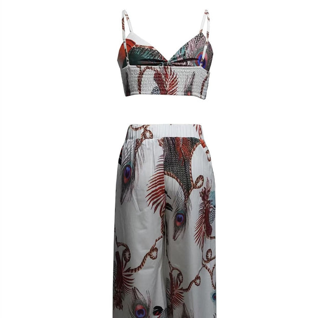 Women's Feather Peacock Pants Set