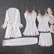 Women's Imitated Silk Pajamas Underwear Five-piece Sling